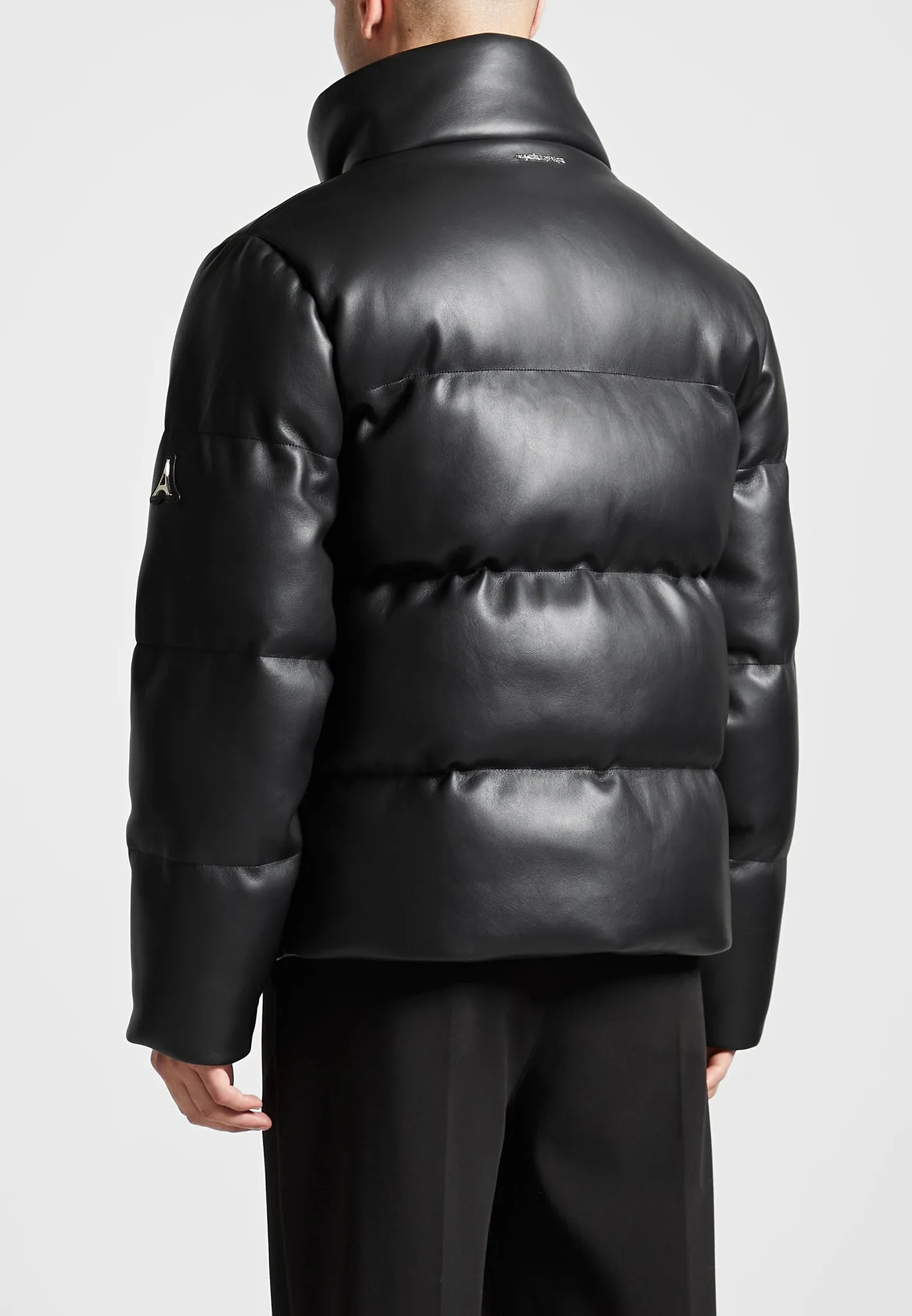 Leather Puffer Jacket - Black