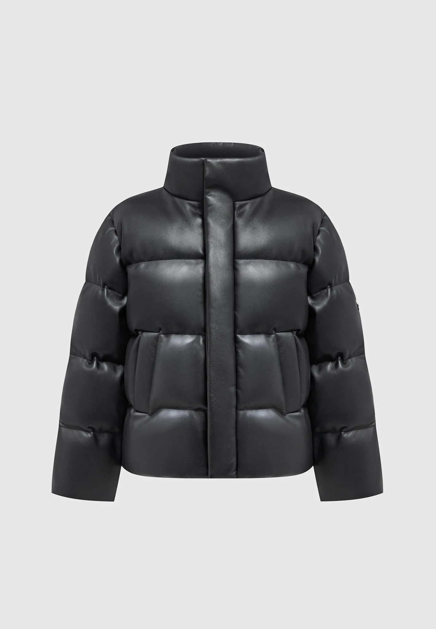 Leather Puffer Jacket - Black