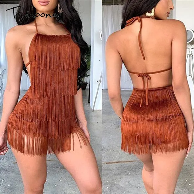 Leslie Tassel Bandage Bodycon Dress