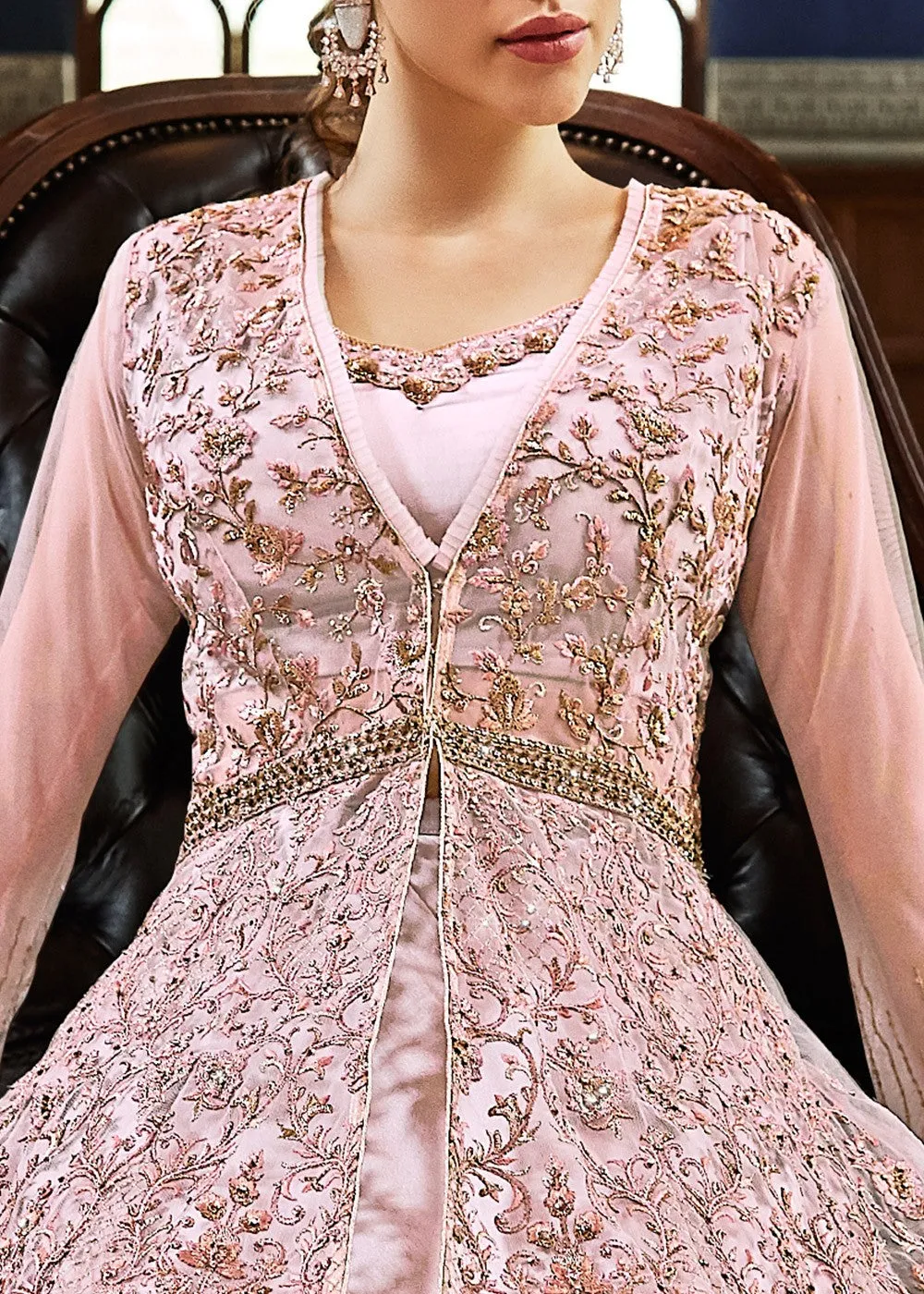 Light Pink Embellished And Embroidered Anarkali Lehenga Suit