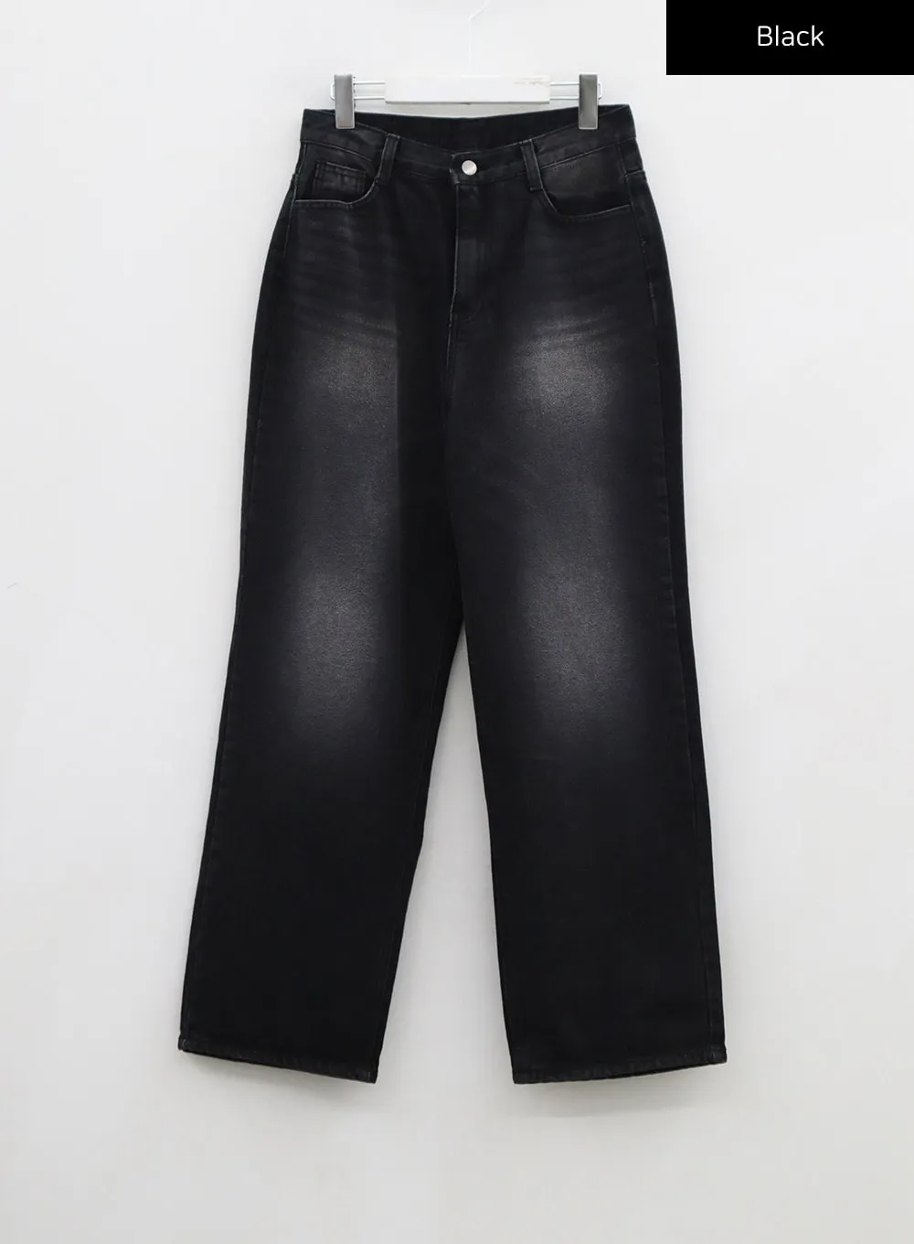 Light Washing Wide Leg Black Jeans CN23