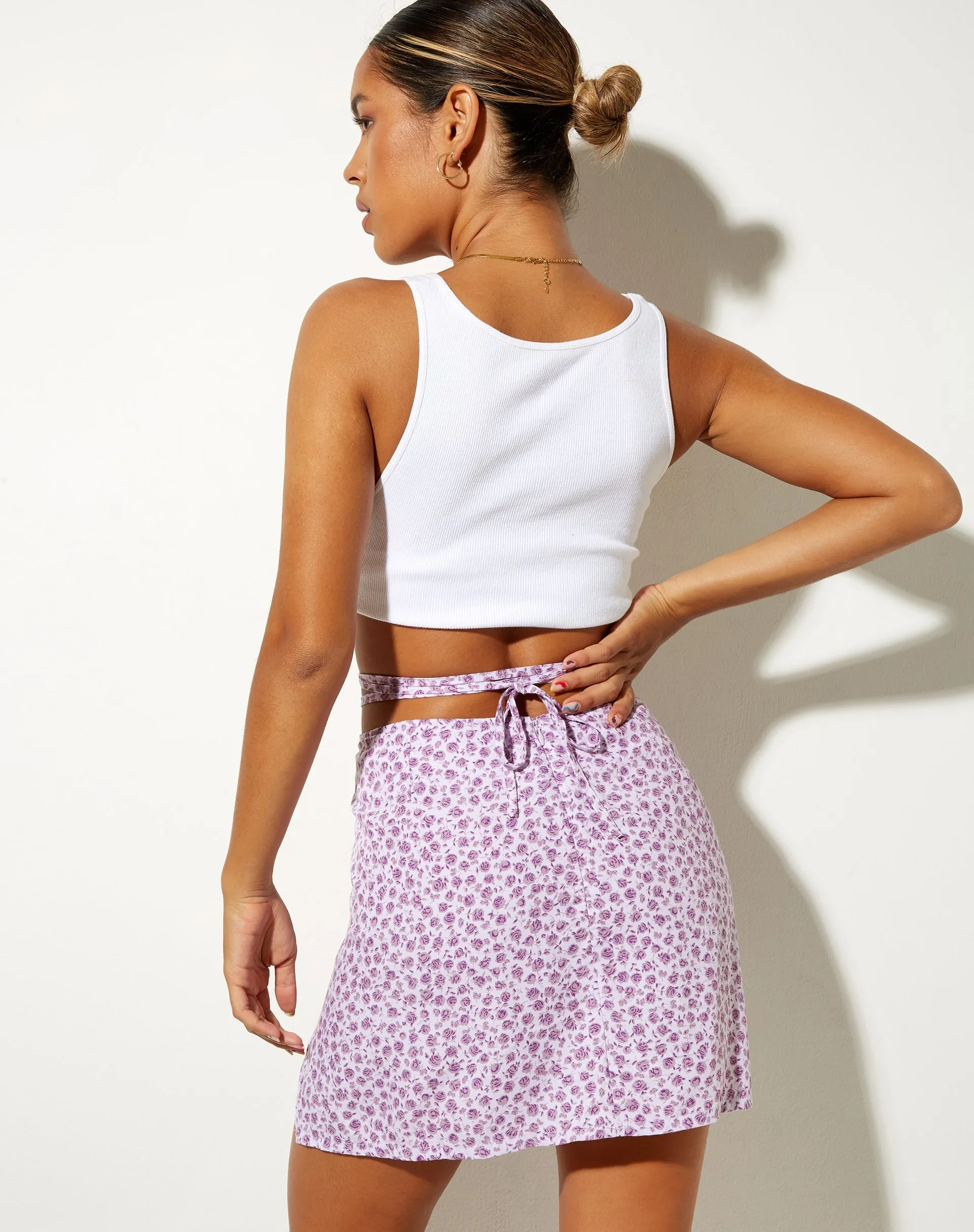 Linor Mini Skirt in Ditsy Rose Lilac