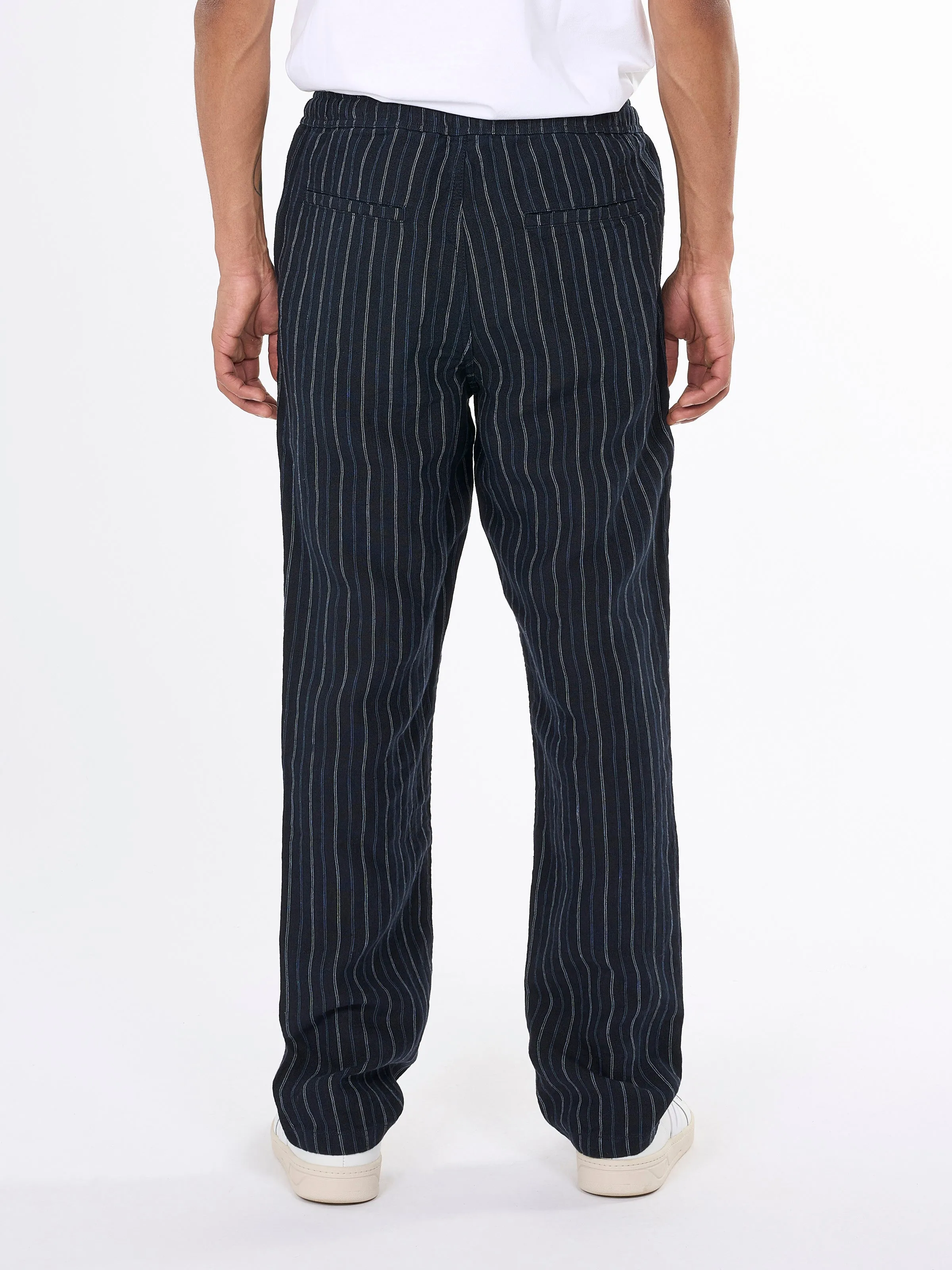 Loose striped linen pant - Stripe - navy