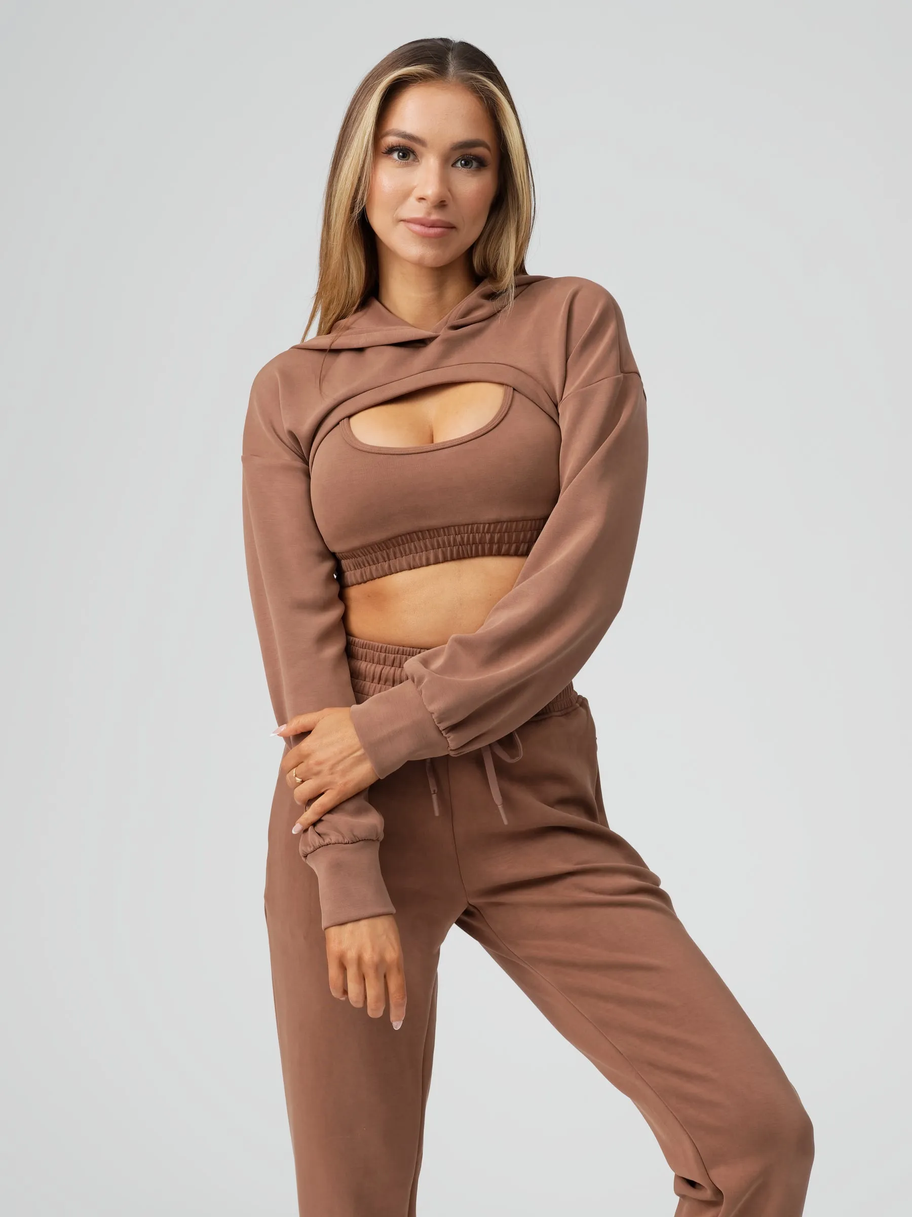 Luxe Bolero Hoodie - Cocoa