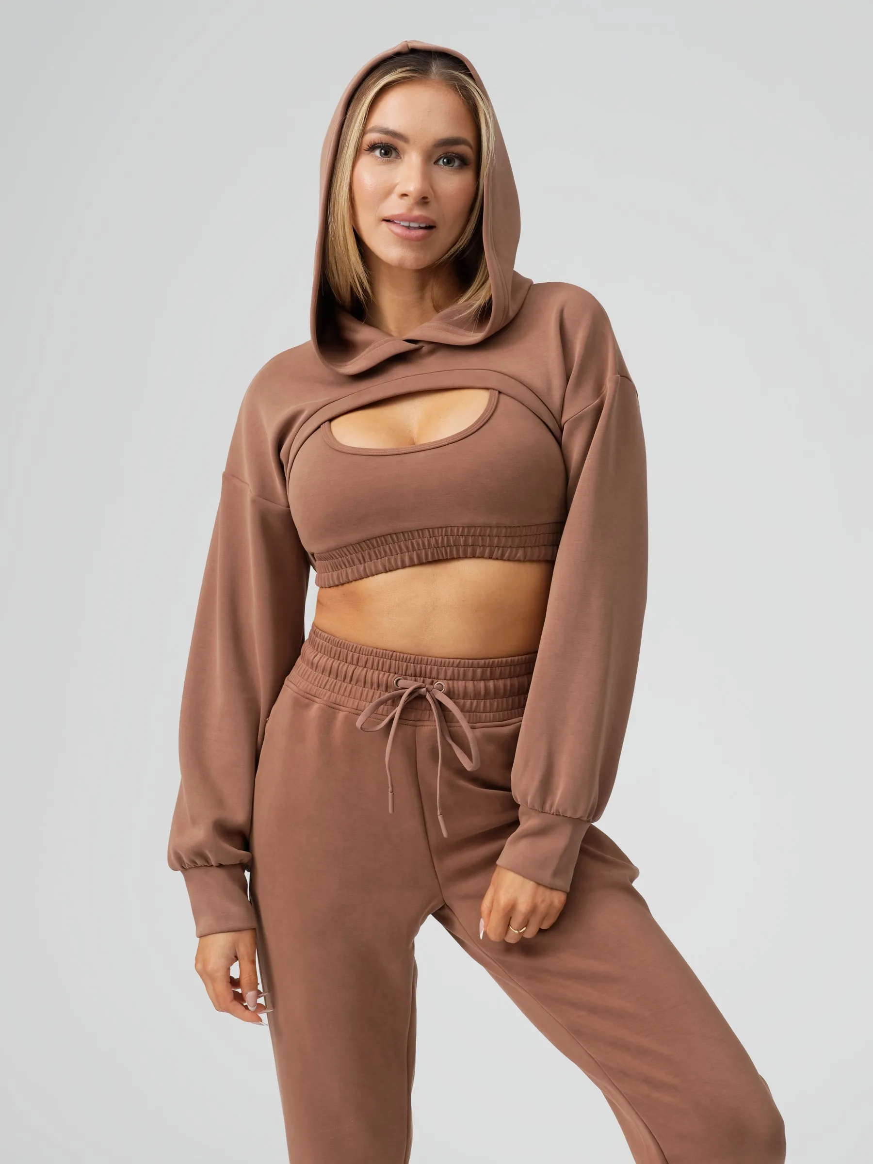 Luxe Bolero Hoodie - Cocoa