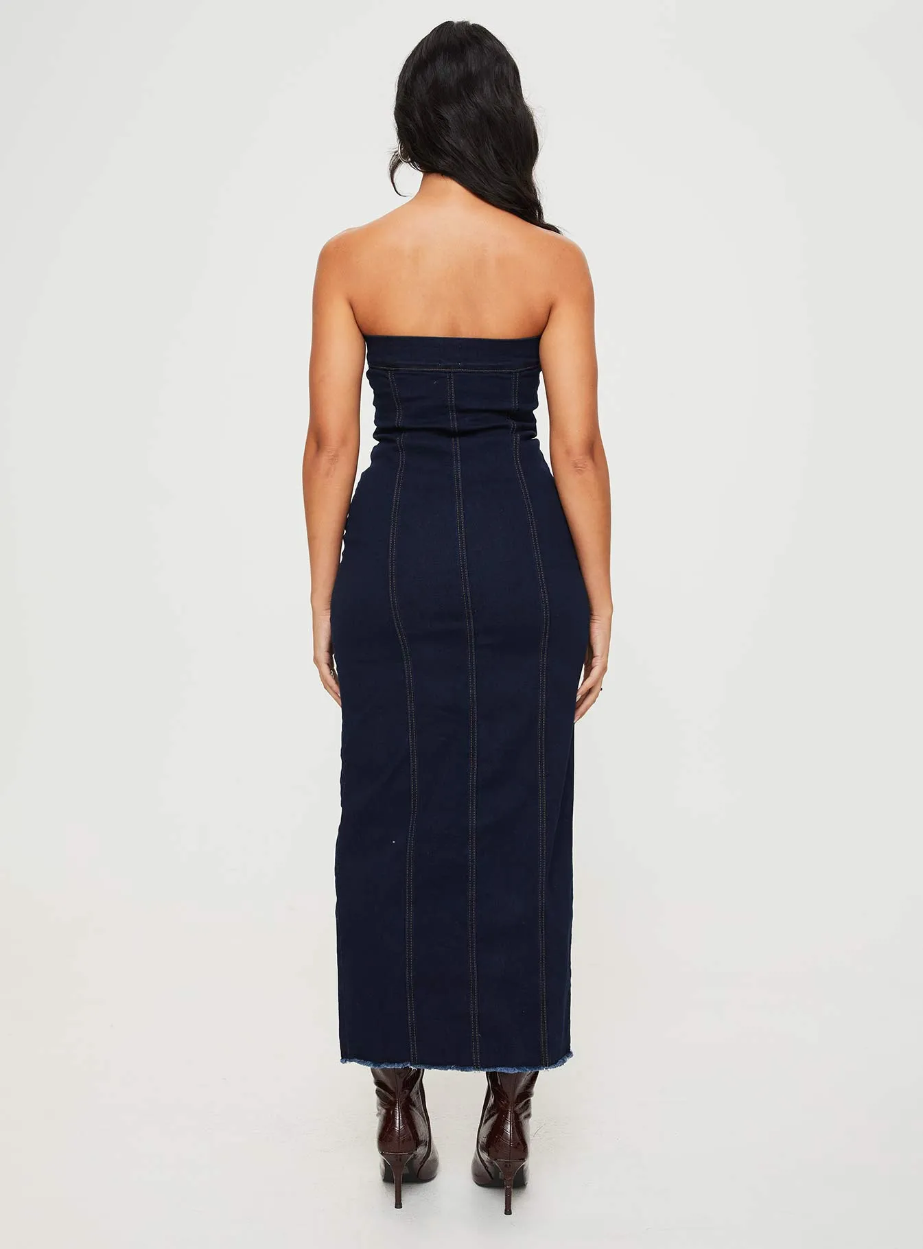 Marza Denim Strapless Maxi Dress Indigo