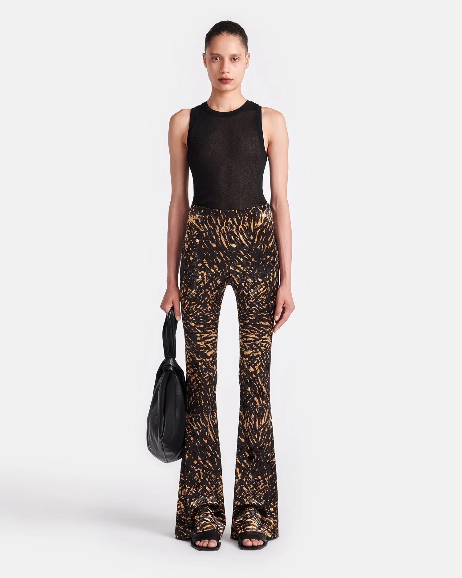 Matson - Crushed Velvet Flared Leggings - Fur Stroke Animal