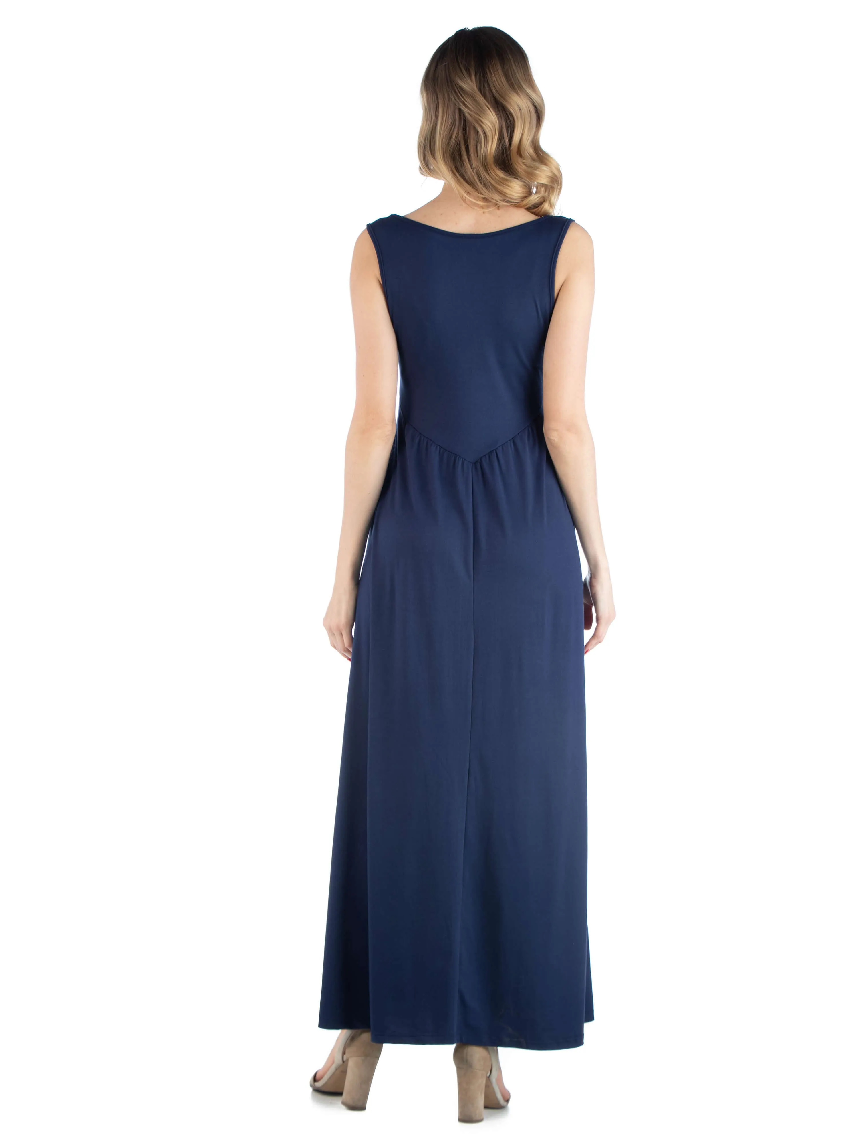 Maxi Maternity Sleeveless Dress with Pockets