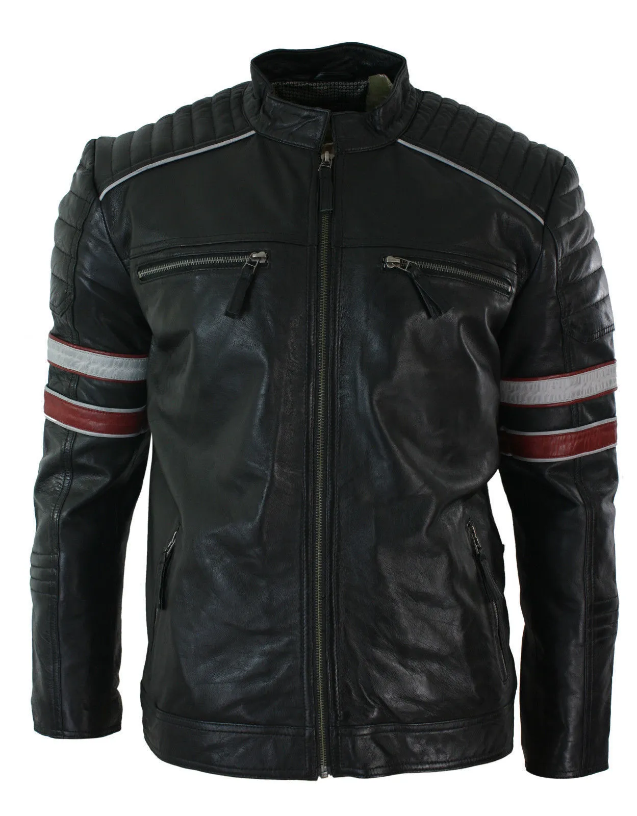 Mens Black Biker Leather Jacket