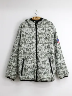 Men's Camo Printed Puffer Jacket,Green