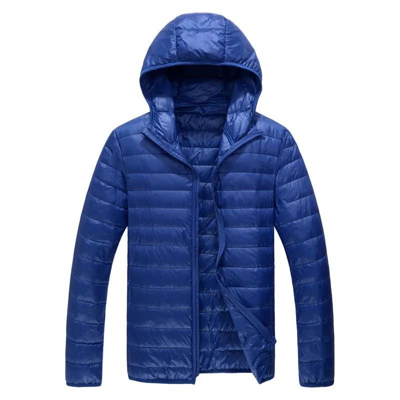 Mens Duck Down Hooded Jacket Winter Ultralight Bubble Coat Puffer Slim Fit