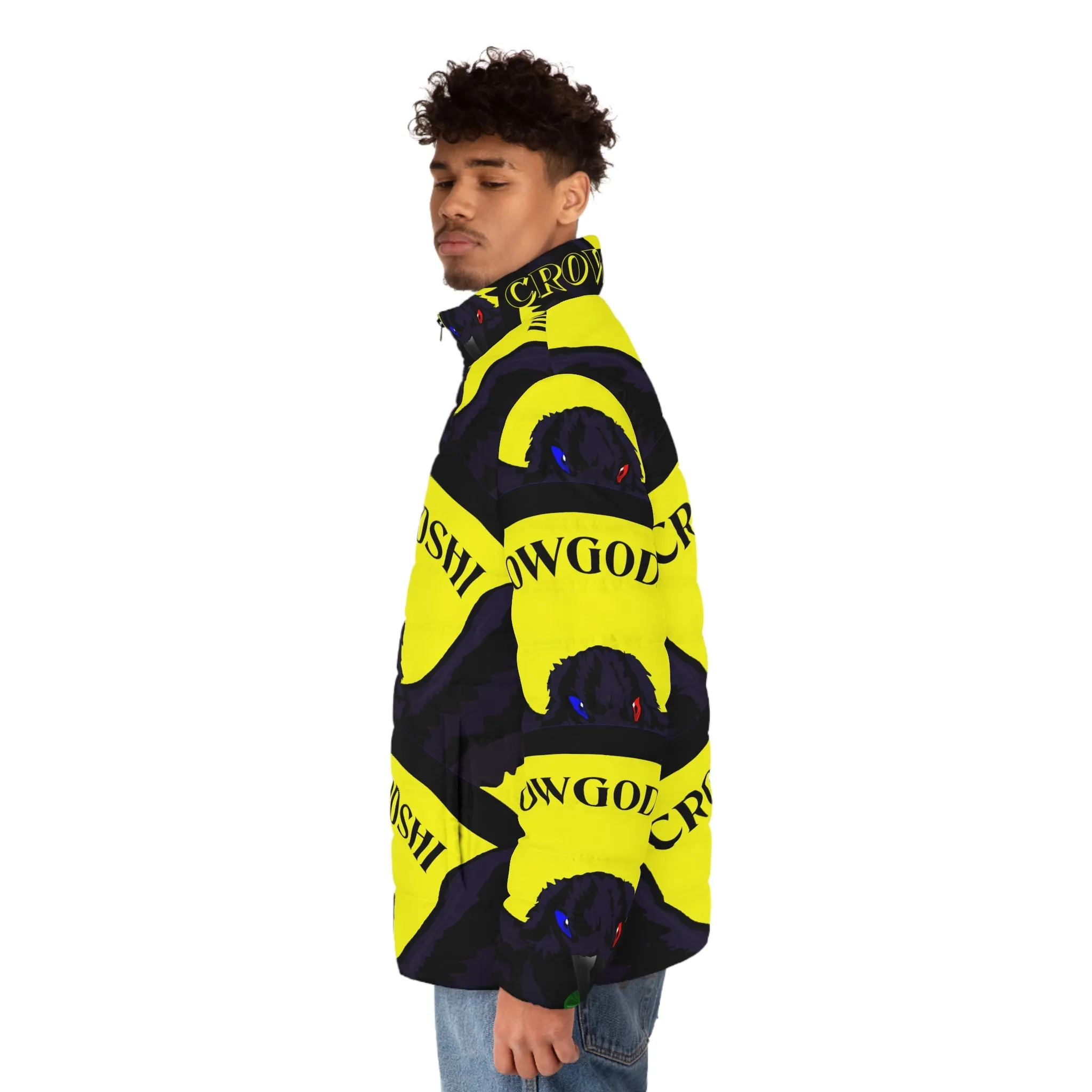 Men's Special Edition Crowgodshi Puffer Jacket, YELLOW LOGO