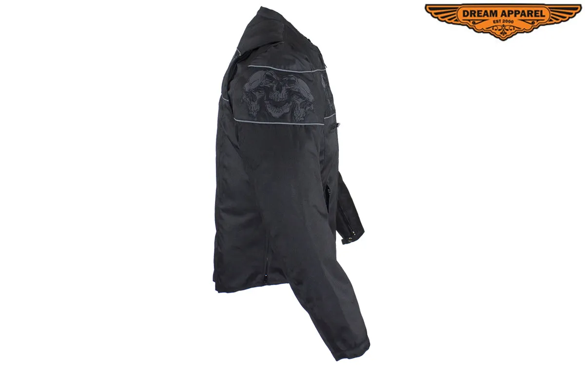 Men's Textile Concealed Carry Racing Jacket with Reflective Skulls