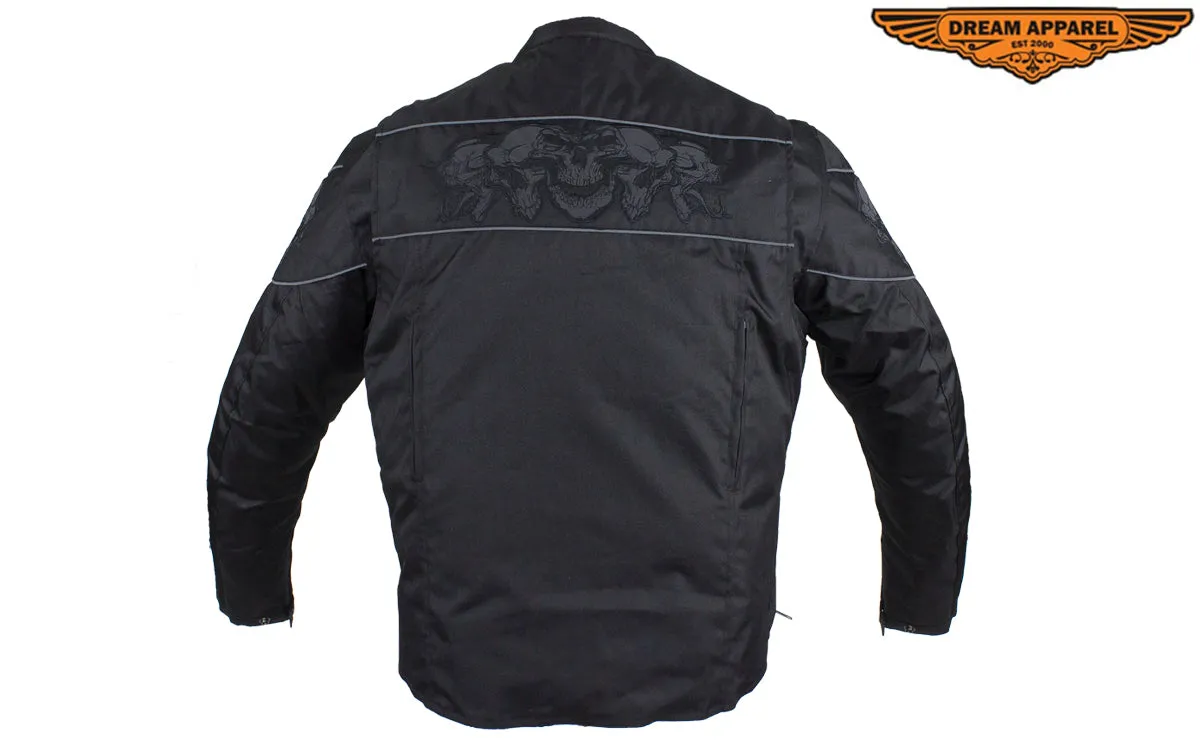 Men's Textile Concealed Carry Racing Jacket with Reflective Skulls