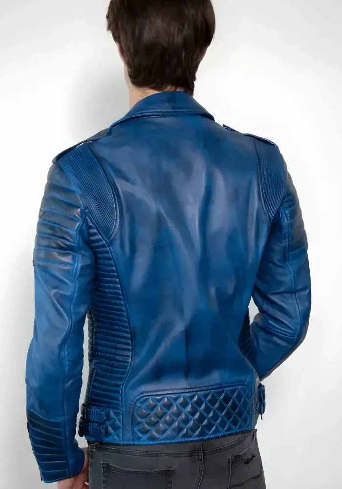 Mens Vintage Biker Cafe Racer Distressed Leather Jacket