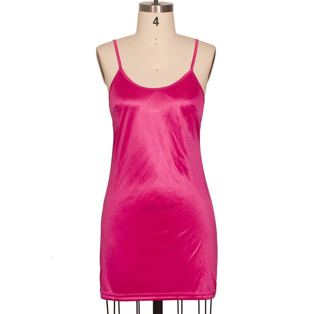 Meri Hot Pink Puff Shoulder Organza Shirt Mini Dress