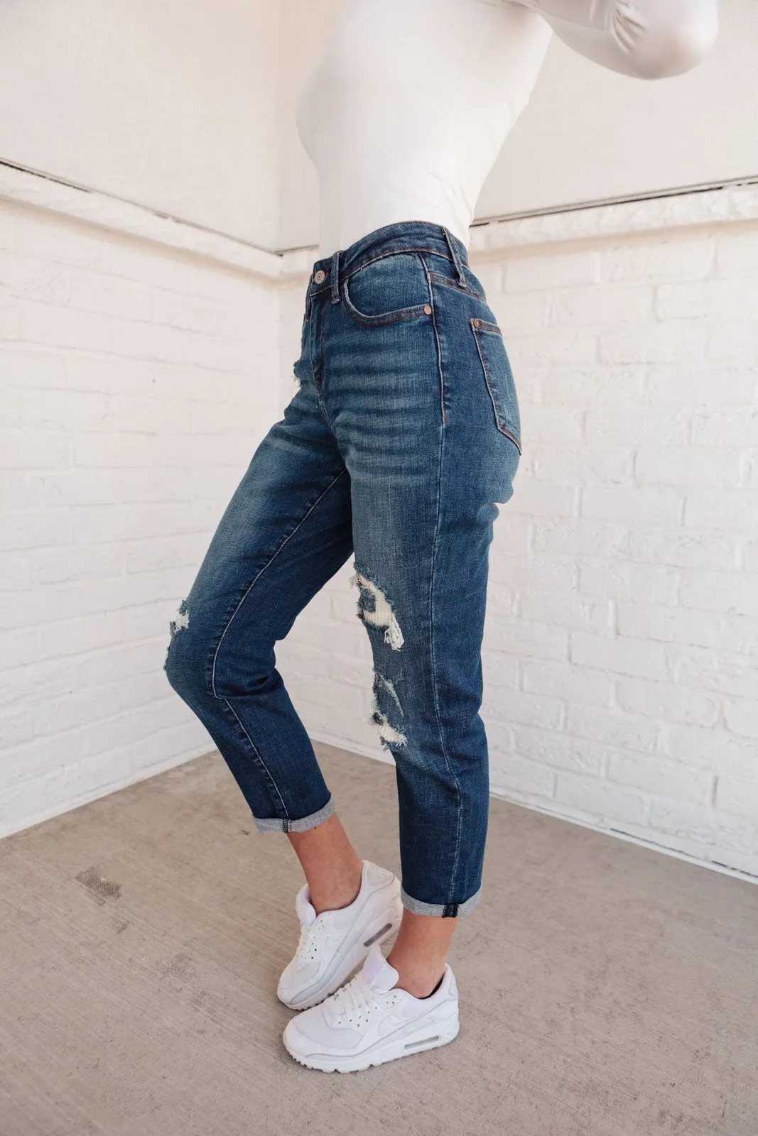 Mid-Rise Thermal Boyfriend Jeans