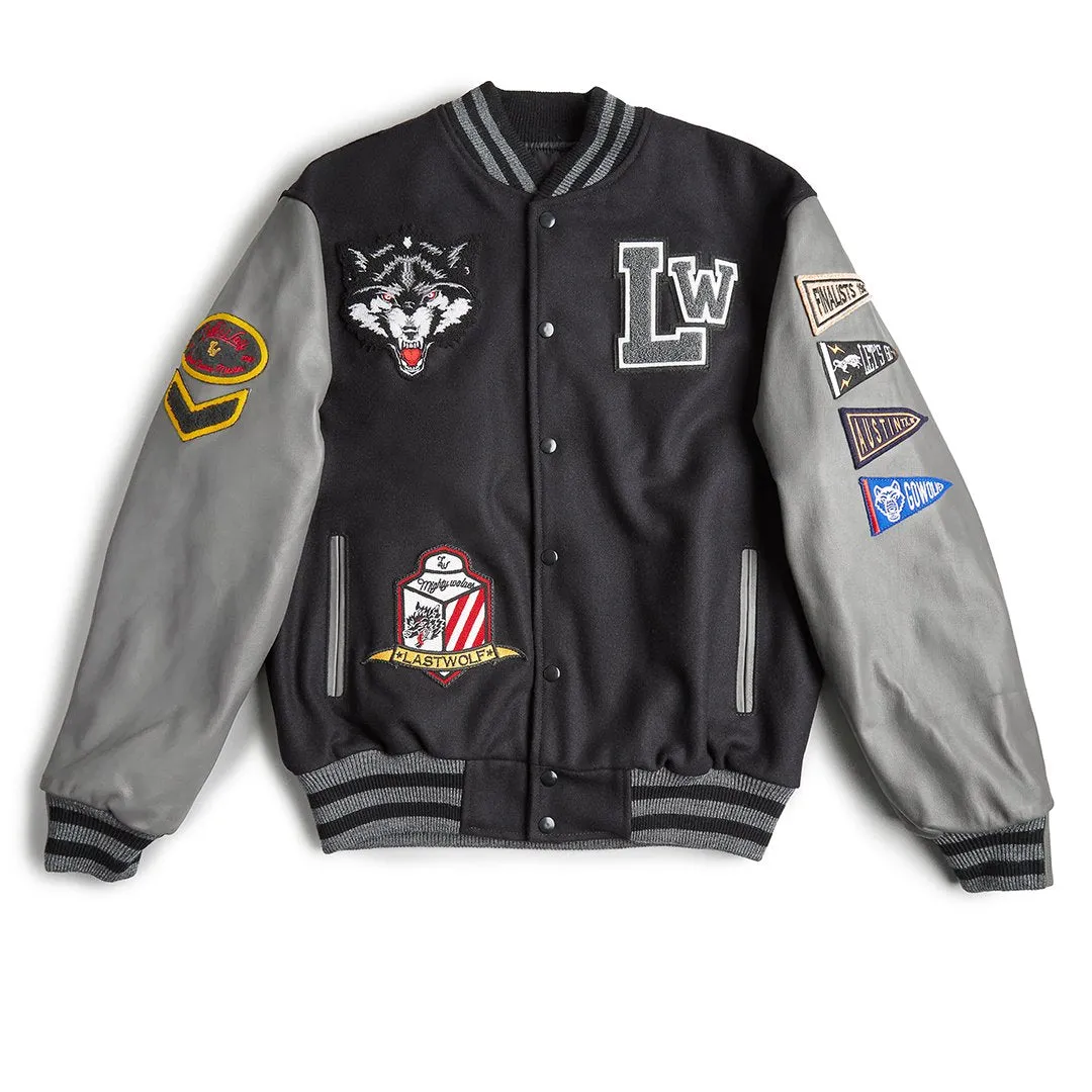 MIGHTY WOLVES VARSITY JACKET - BLACK