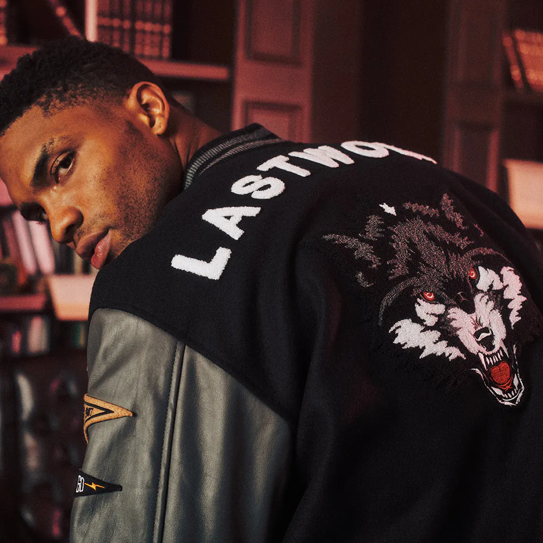 MIGHTY WOLVES VARSITY JACKET - BLACK