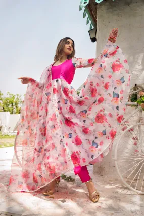 Modal Cotton Pink Printed Anarkali Suit Set