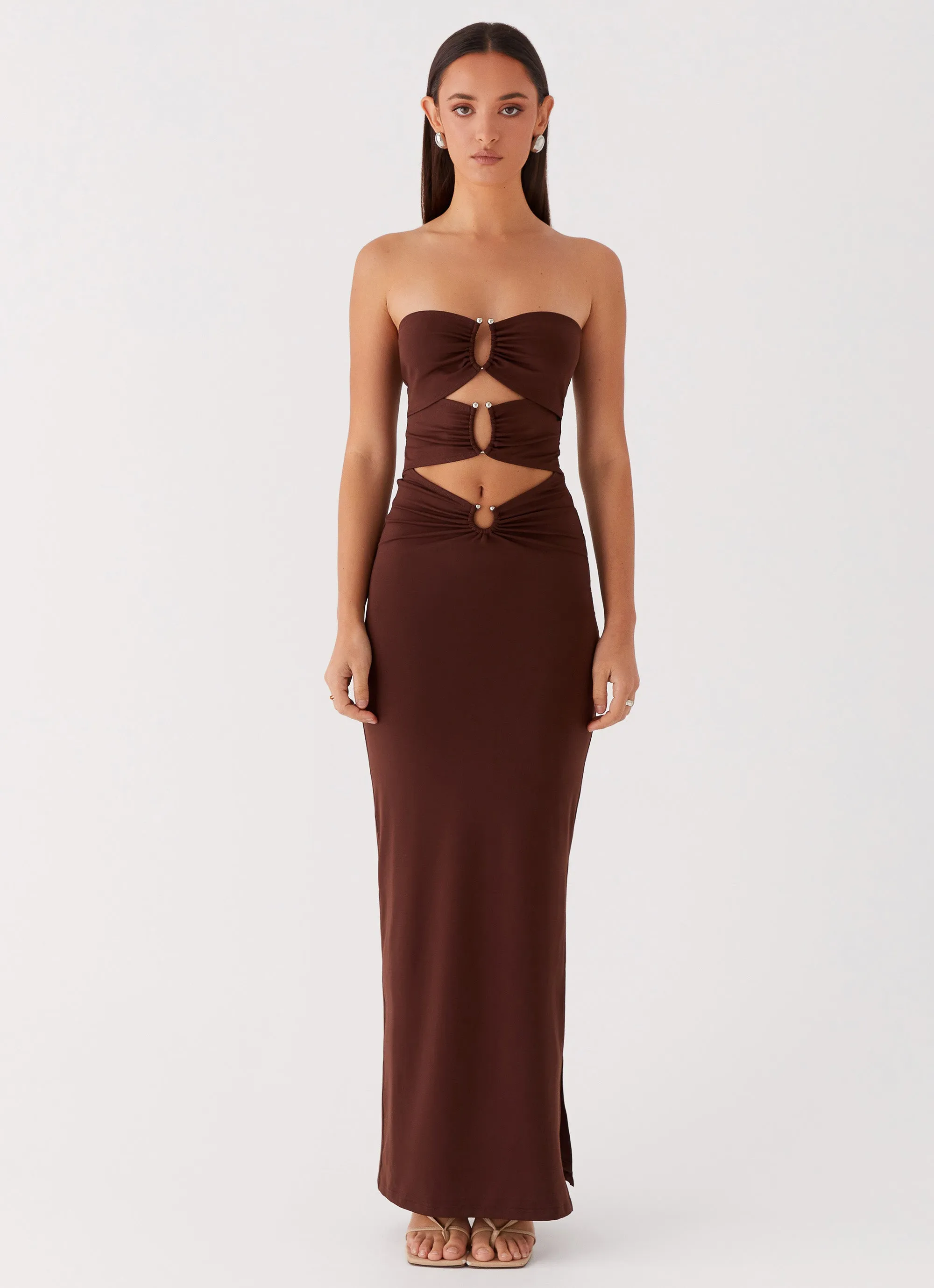 Natasha Strapless Maxi Dress - Chocolate