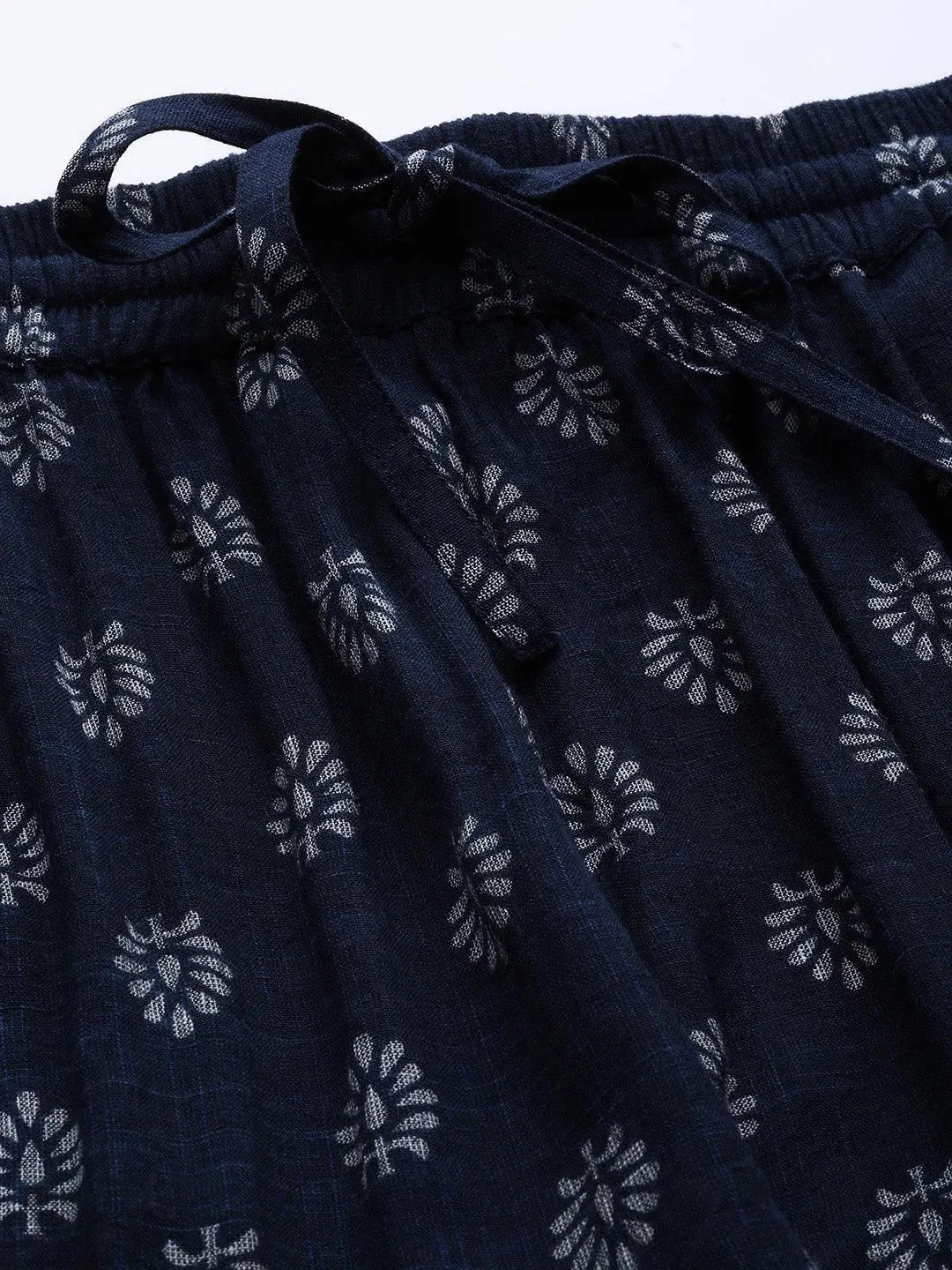 Navy Blue Printed Rayon Palazzos