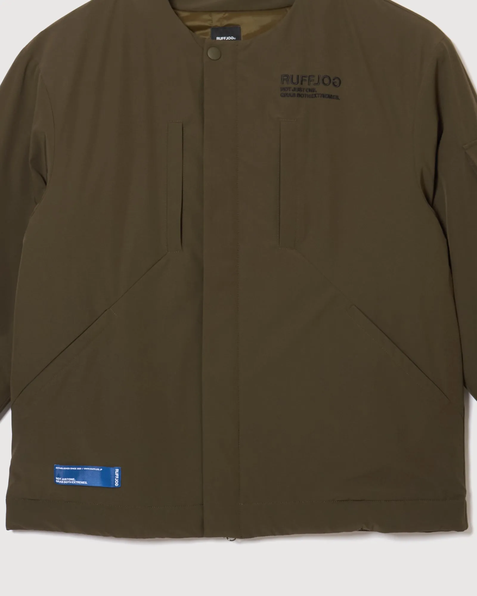 NO COLLAR PUFFER JACKET KHAKI