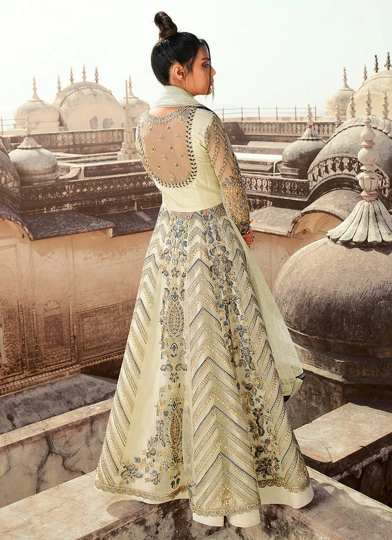 Off White Embroidered Anarkali Lehenga/Pant Suit