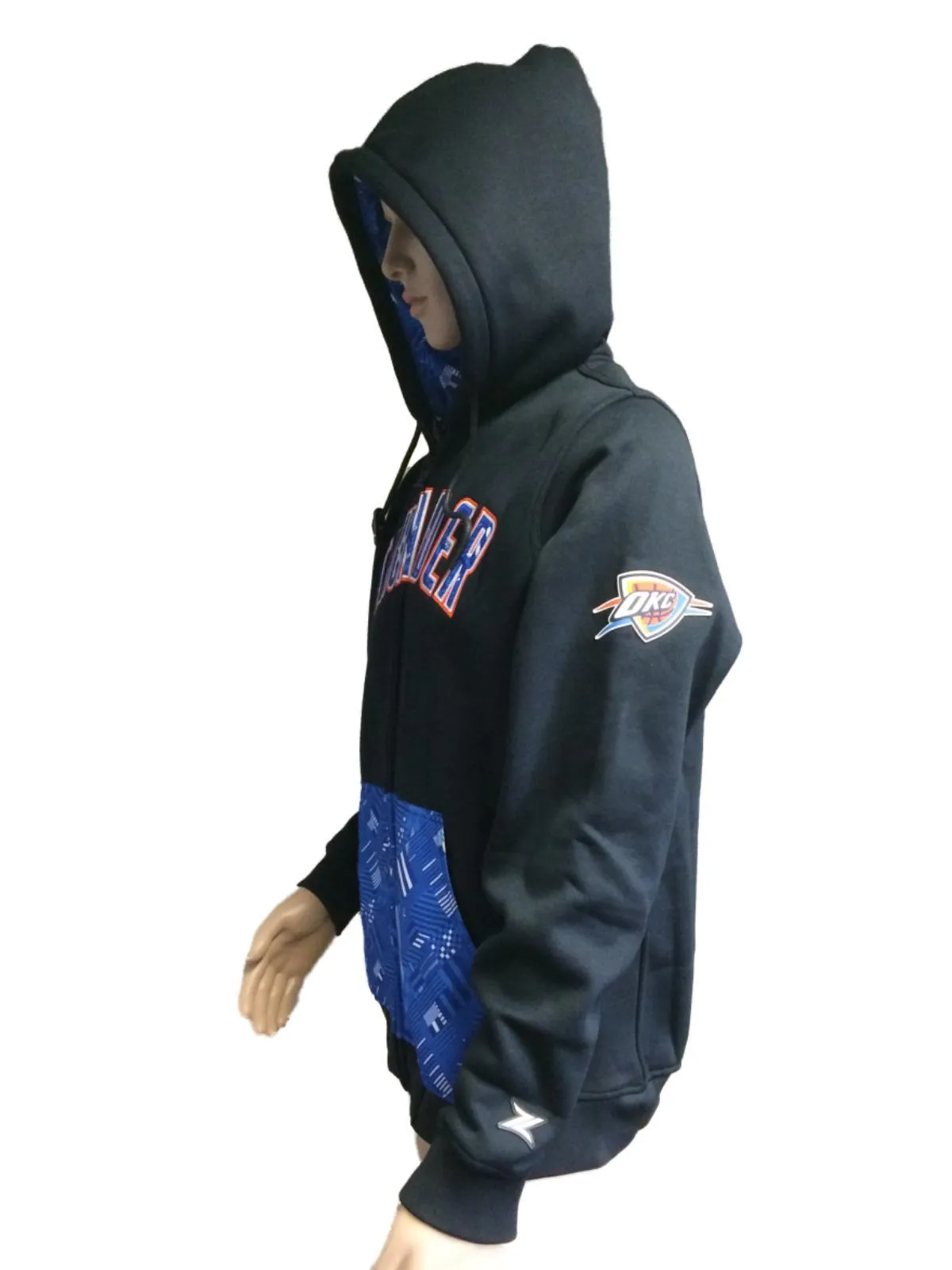 Oklahoma City Thunder Zipway Black Full Zip Up Tear-Away Hoodie Jacket