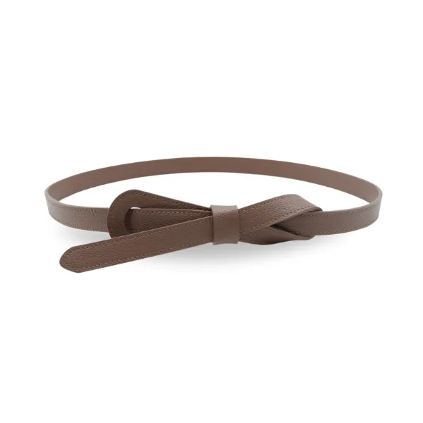 OLIVIA - Women's Latte Brown Genuine Leather Knot Waist Belt