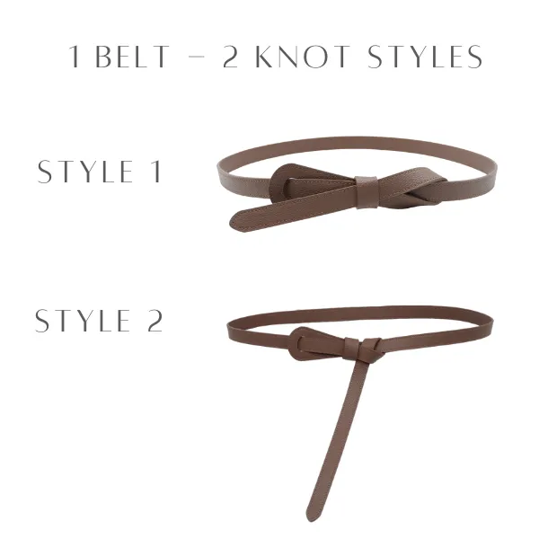 OLIVIA - Women's Latte Brown Genuine Leather Knot Waist Belt