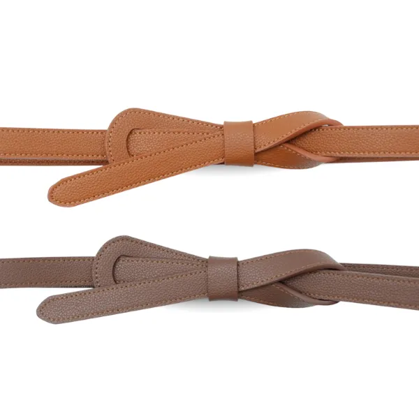 OLIVIA - Women's Latte Brown Genuine Leather Knot Waist Belt