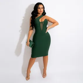 One-shoulder Hollow-front Bodycon Dress