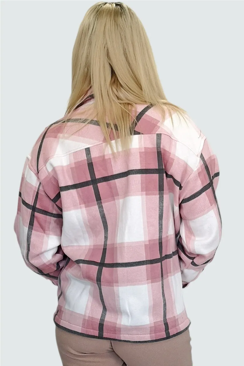 OVERSIZED CHECK SHACKET- PINK