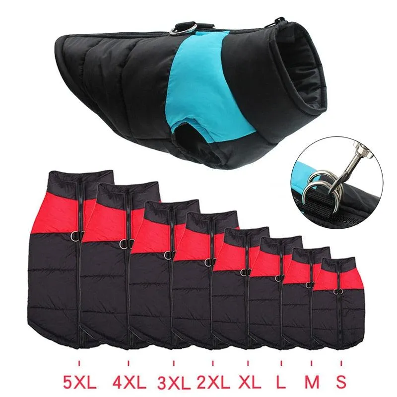 Padded Waterproof Pet Zipper Jacket For Dogs