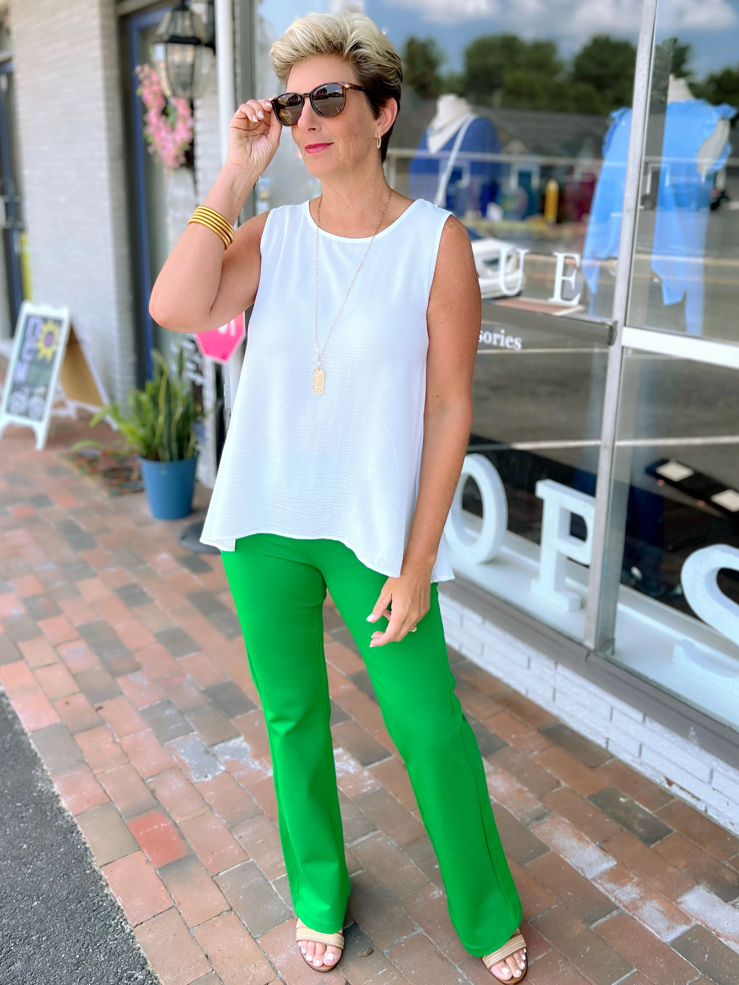 Paris Green Pull On Pants