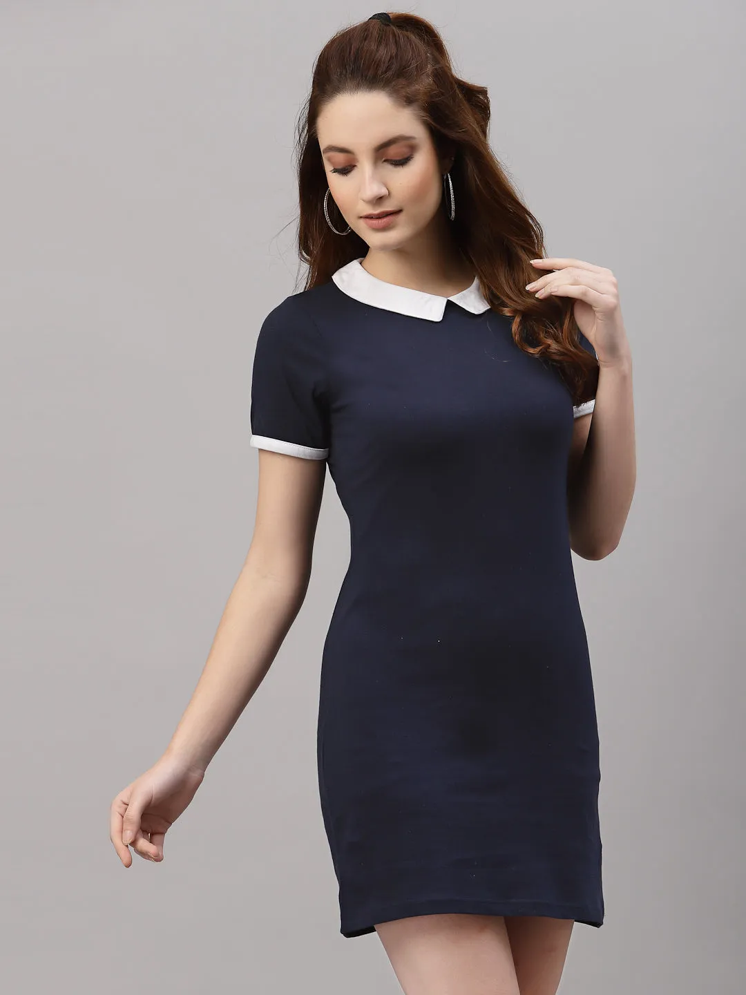 Peterpan Collar Navy Blue Bodycon Dress