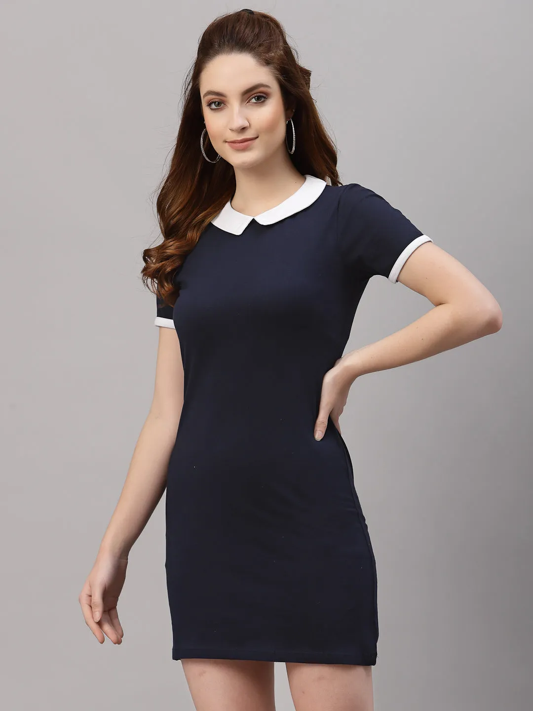 Peterpan Collar Navy Blue Bodycon Dress