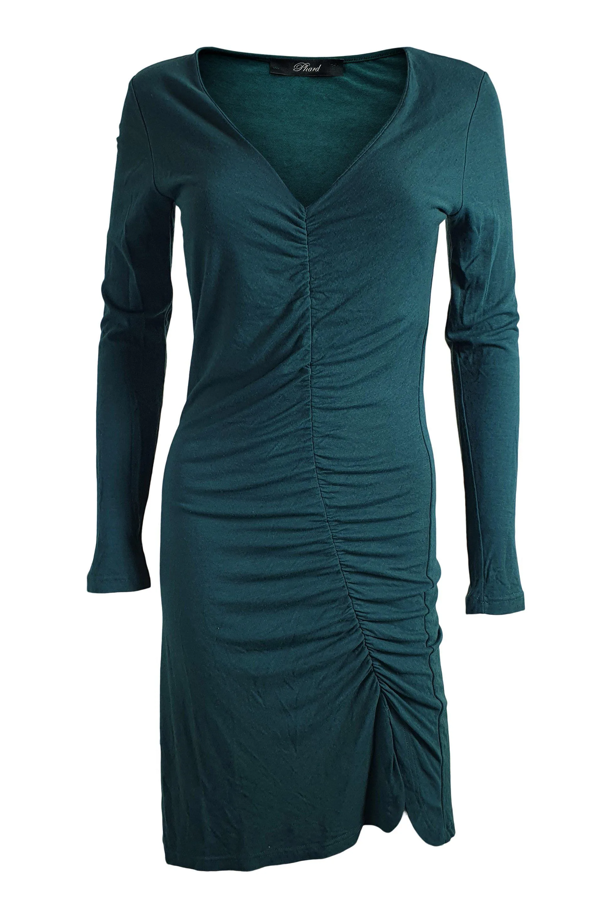 PHARD Green Long Sleeved V Neck Fitted Dress (S)