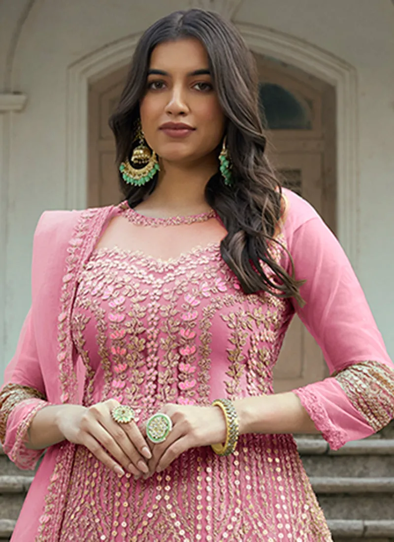 Pink Multi Embroidery Traditional Anarkali Suit