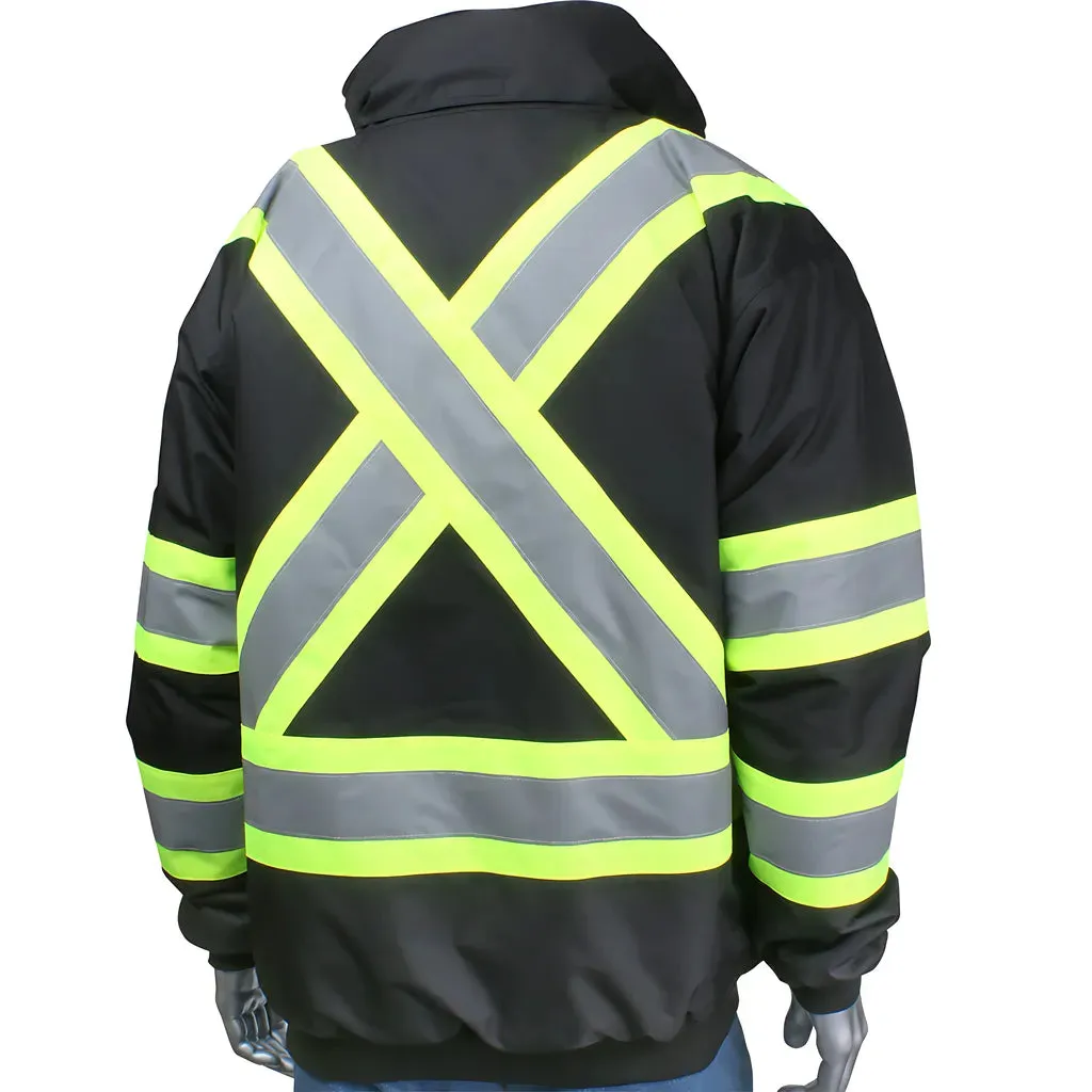 PIP 331-1745X-BK/4XL ANSI Type O Class 1 and CAN/CSA Z96 Two-Tone X-Back Full Zip Bomber Jacket