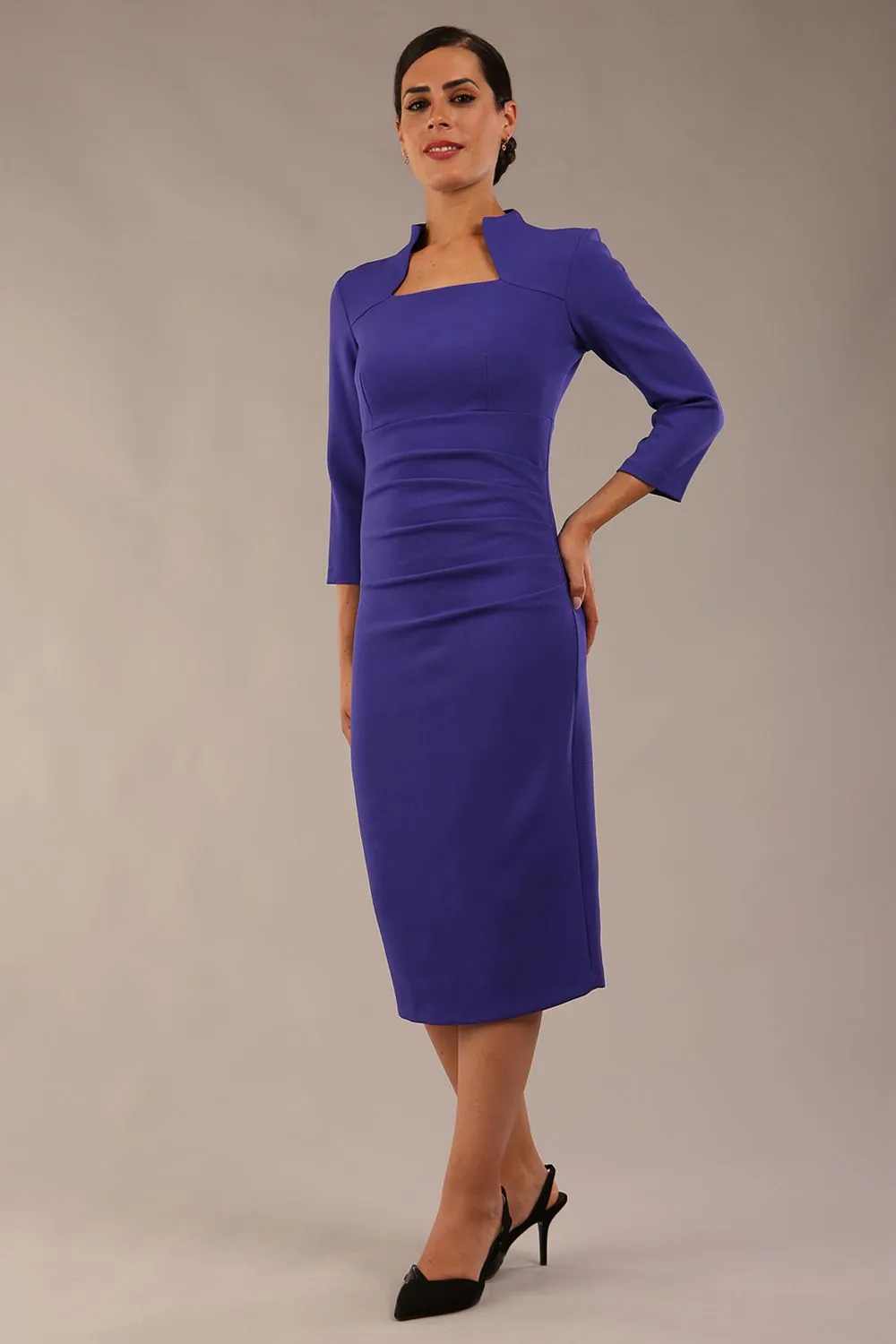 Plaza Trapezium neckline Cutout Pencil Sleeved Dress