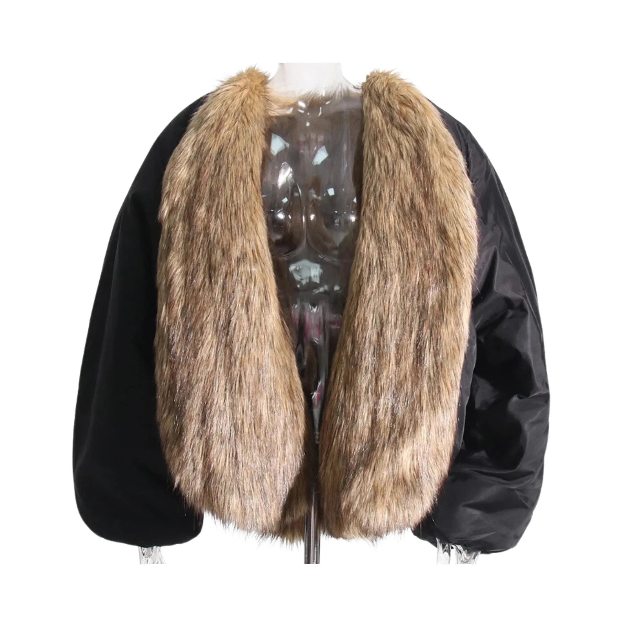 Pre Order:  Colorblock Faux Fur Coat