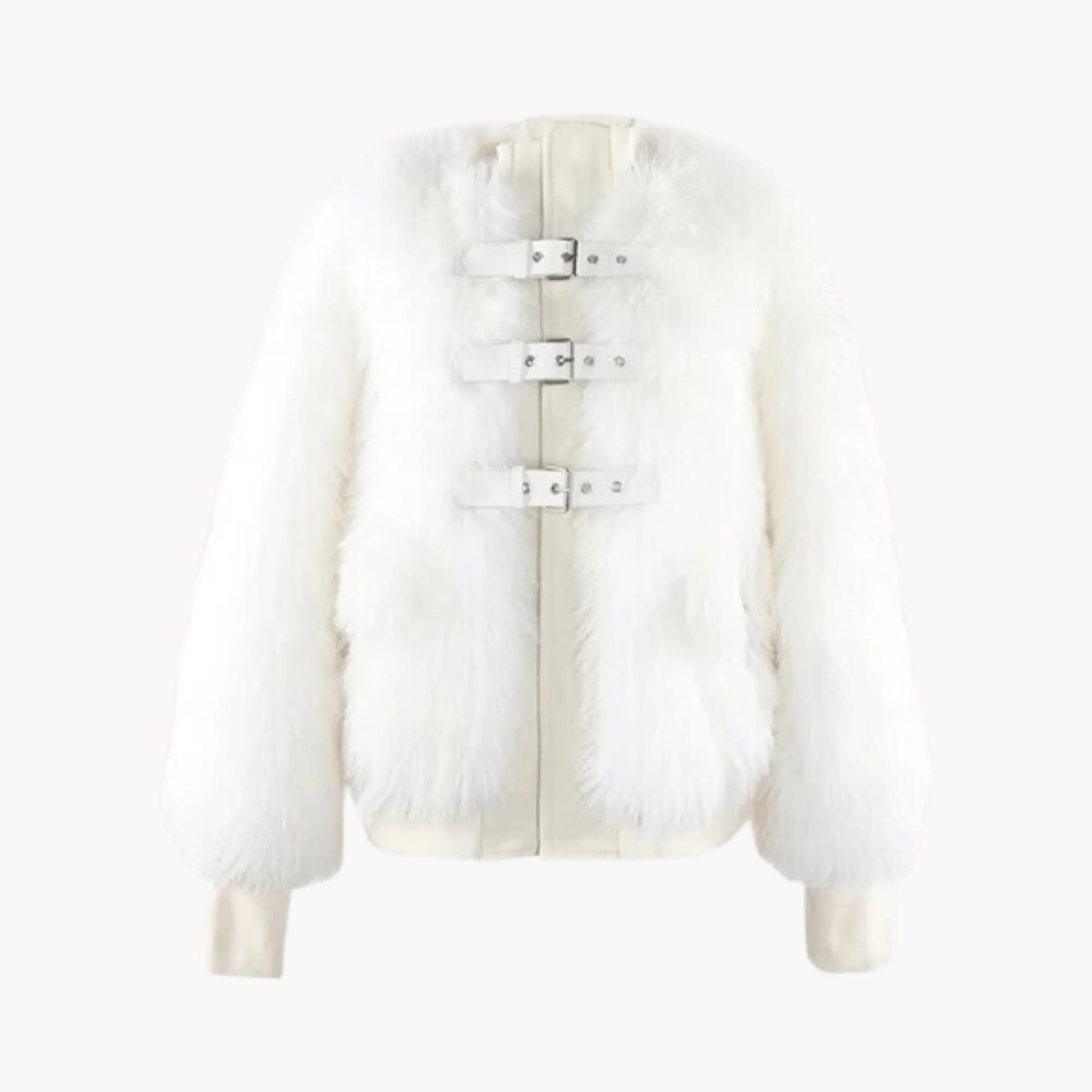 Pre Order:  Front Buckles Faux Fur Coat