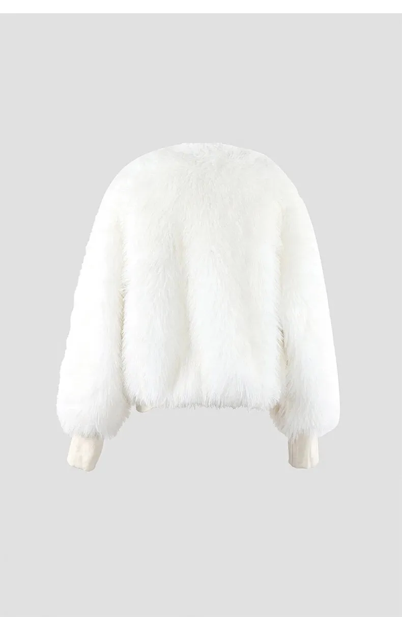 Pre Order:  Front Buckles Faux Fur Coat