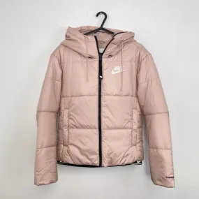 Preowned Nike Therma-FIT Womens Puffer Jacket Size XS Pink Padded Basic Logo Swoosh Cute