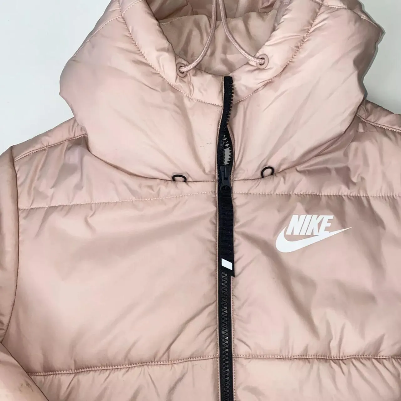 Preowned Nike Therma-FIT Womens Puffer Jacket Size XS Pink Padded Basic Logo Swoosh Cute