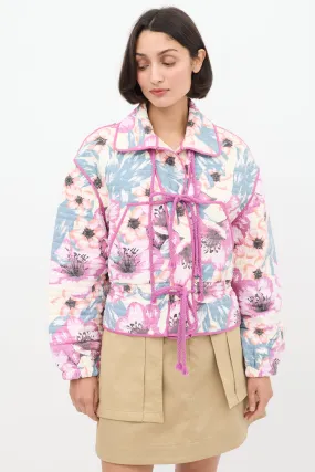 Purple & Multicolour Floral Haines Quilted Jacket