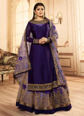 Purple Embroidered Wedding Lehenga Suit