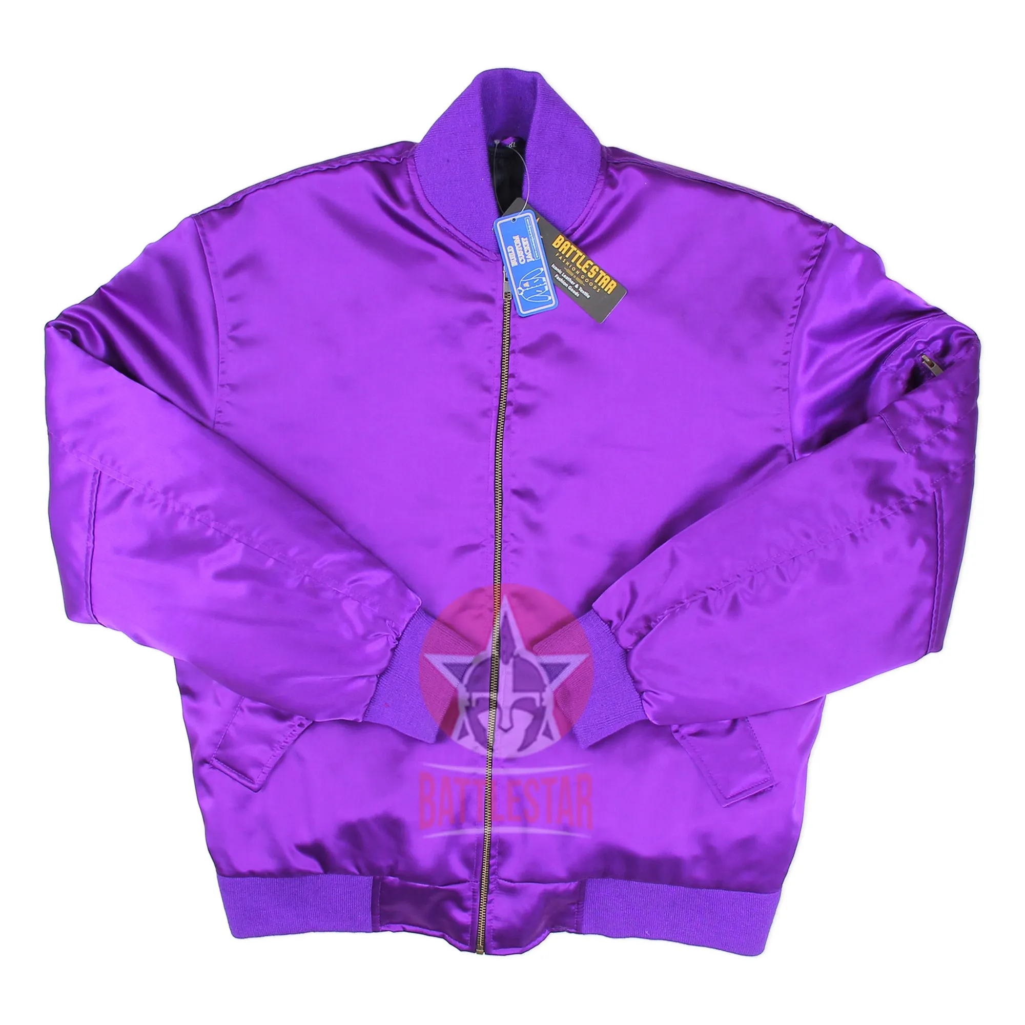 Purple MA-1 Satin Varsity Baseball Jacket